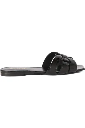 Saint Laurent Sandalias De Piel Efecto Cocodrilo 10mm