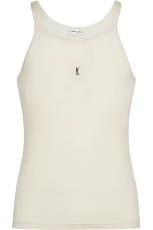 Saint Laurent Top De Algodón Sin Mangas