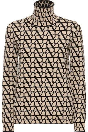 VALENTINO Suéter De Lana Jacquard Con Cuello Alto