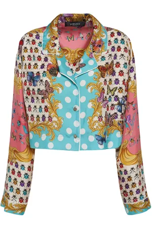 VERSACE Camisa Corta De Sarga De Seda Estampada