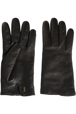 Saint Laurent Guantes Cortos De Piel Y Cashmere