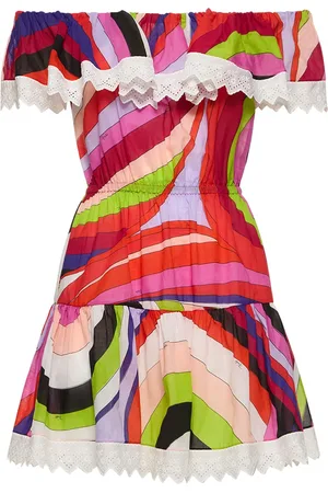 Puccini Vestido Con Estampado Hombros Descubiertos