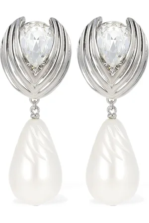 Alessandra Rich Pendientes Con Cristales Y Perlas