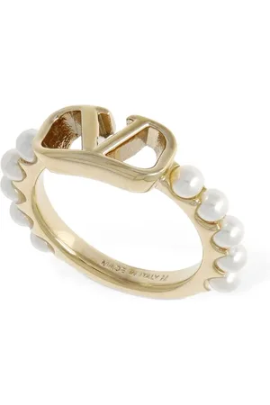 VALENTINO GARAVANI Anillo Con Logo Y Perlas Sintéticas