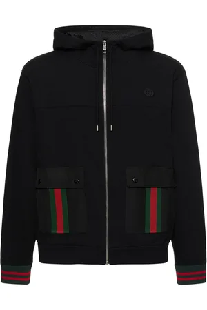 Gucci Sudadera De Algodón Con Cremallera Y Tribanda
