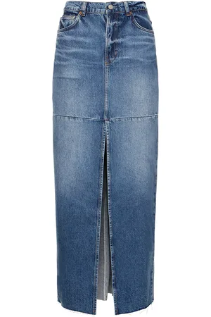 Reformation Falda Maxi De Denim De Algodón