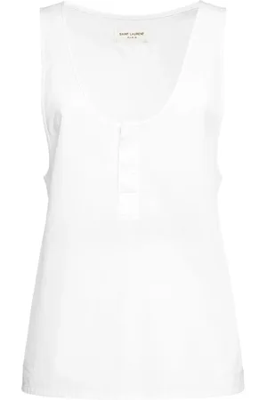 Saint Laurent Top De Popelina De Algodón
