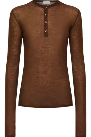 Saint Laurent Top De Lana Con Manga Larga