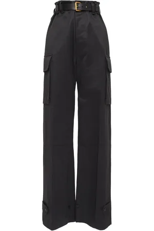 Saint Laurent Pantalones De Gabardina De Algodón