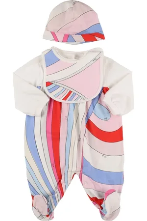 Puccini Pelele, Babero Y Gorro De Algodón Estampado