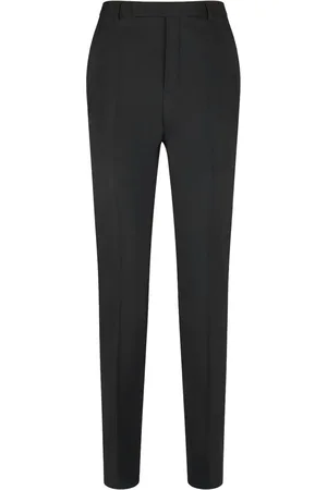 Saint Laurent Pantalones De Lana Con Cintura Alta