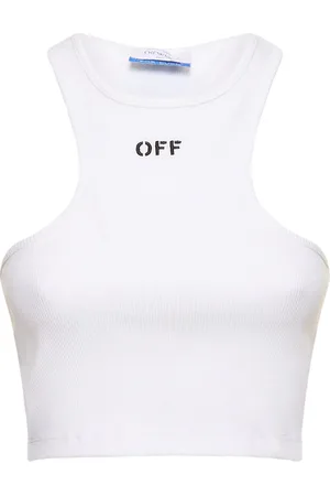 OFF-WHITE Top Cropped De Mezcla De Algodón Con Logo