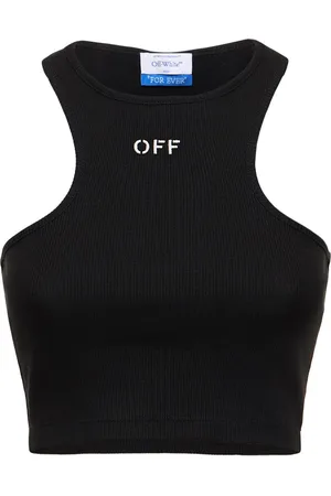 OFF-WHITE Top Cropped De Mezcla De Algodón Con Logo
