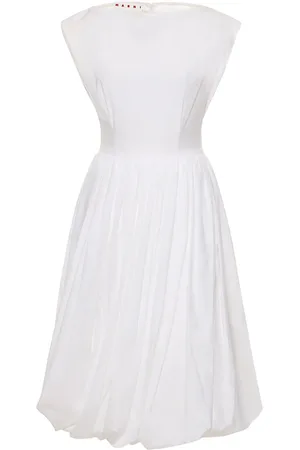 Marni Vestido Midi De Popelina De Algodón Sin Mangas