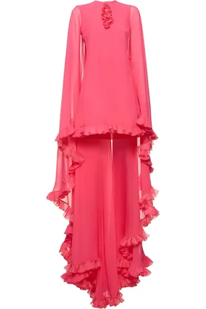 Giambattista Valli Vestido Corto De Seda Georgette Con Capa