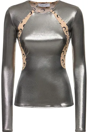 Marine Serre Top De Jersey Con Mangas Largas