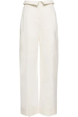 Alberta Ferretti Pantalones Anchos De Gabardina De Algodón