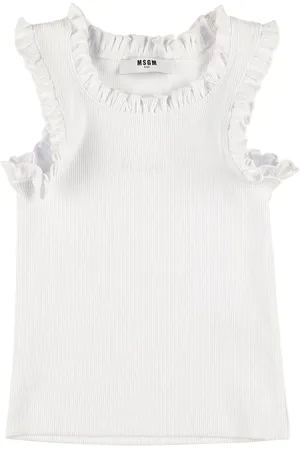 Msgm Top De Algodón Acanalado Sin Mangas