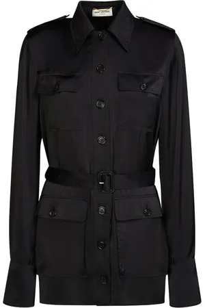 Saint Laurent Vestido Corto Con Cinturón