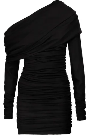 Saint Laurent Vestido De Seda Con Hombro Descubierto
