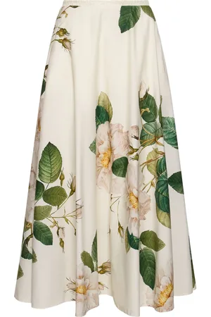 Giambattista Valli Falda Midi De Algodón Popelina Estampado