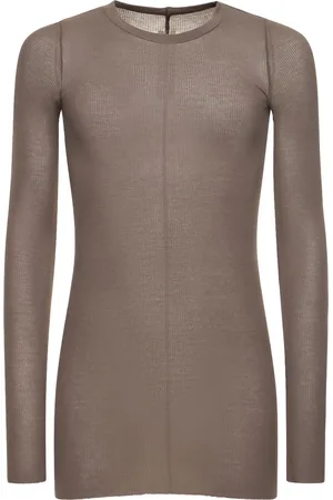 Rick Owens Camiseta De Seda Acanalada Con Manga Larga