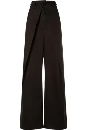 Sportmax Pantalones Anchos De Sarga De Algodón