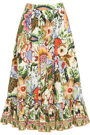 Etro Falda Midi De Algodón Estampada