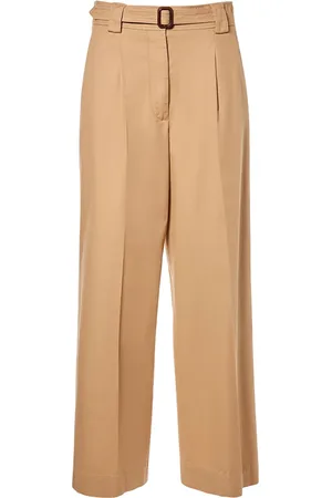 Max Mara Pantalones Anchos De Lona De Algodón