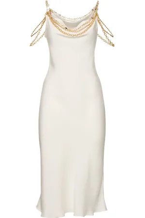Paco rabanne Vestido Corto De Satén Con Cadena