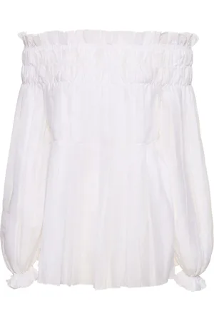 Alberta Ferretti Camisa De Algodón Con Volantes