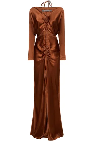 Alberta Ferretti Vestido Largo De Satén Drapeado
