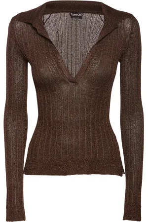 Tom Ford Polo De Punto De Lúrex Con Manga Larga