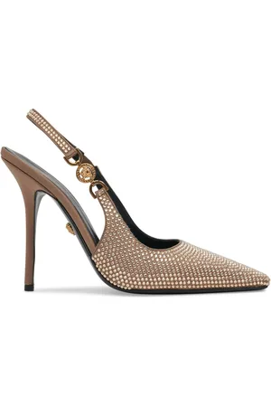 VERSACE Zapatos De Tacón De Satén Con Cristales 110mm