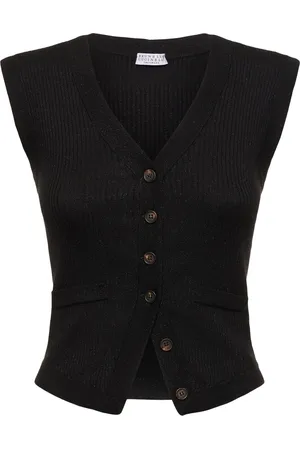 Brunello Cucinelli Chaleco De Punto Acanalado De Cashmere