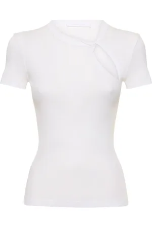 Helmut Lang Camiseta De Algodón Jersey Con Aberturas
