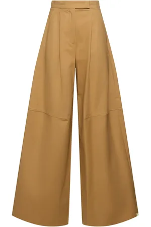 Max Mara Pantalones Anchos De Lona De Algodón