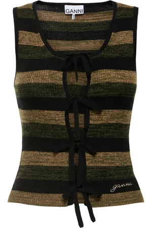 Ganni Tank Top Acanalado De Lana