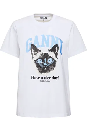 Ganni Camiseta De Algodón Orgánico Estampada