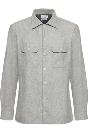 Brunello Cucinelli Sobrecamisa De Franela De Lana