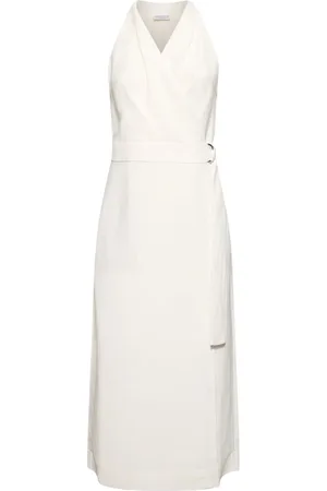 Brunello Cucinelli Vestido Cruzado De Popelina Con Cinturón