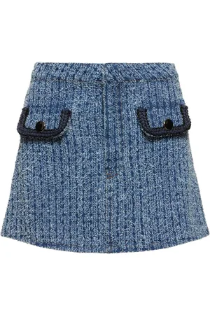Self-Portrait Minifalda De Denim De Algodón