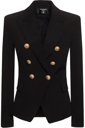 Balmain Chaqueta De Crepé De Viscosa Con Solapa Ancha