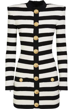 Balmain Vestido Corto De Jersey De Algodón