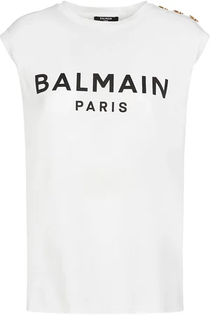 Balmain Camiseta De Algodón Con Botones