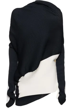 Issey Miyake Top De Jersey De Satén Con Cuello Alto