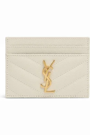 Saint Laurent Tarjetero De Piel Granulada Con Monograma