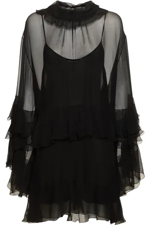 Chloé Vestido Corto Transparente Con Volantes