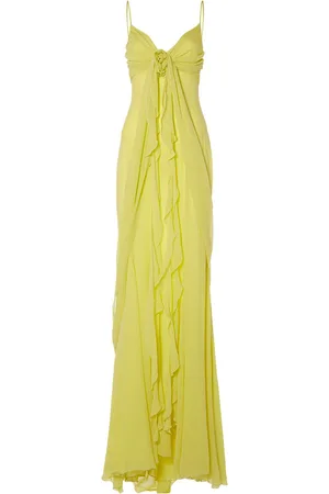 BLUMARINE Vestido Largo De Seda Con Volantes