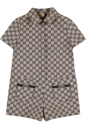 Gucci Pelele De Lona De Algodón Con Logo